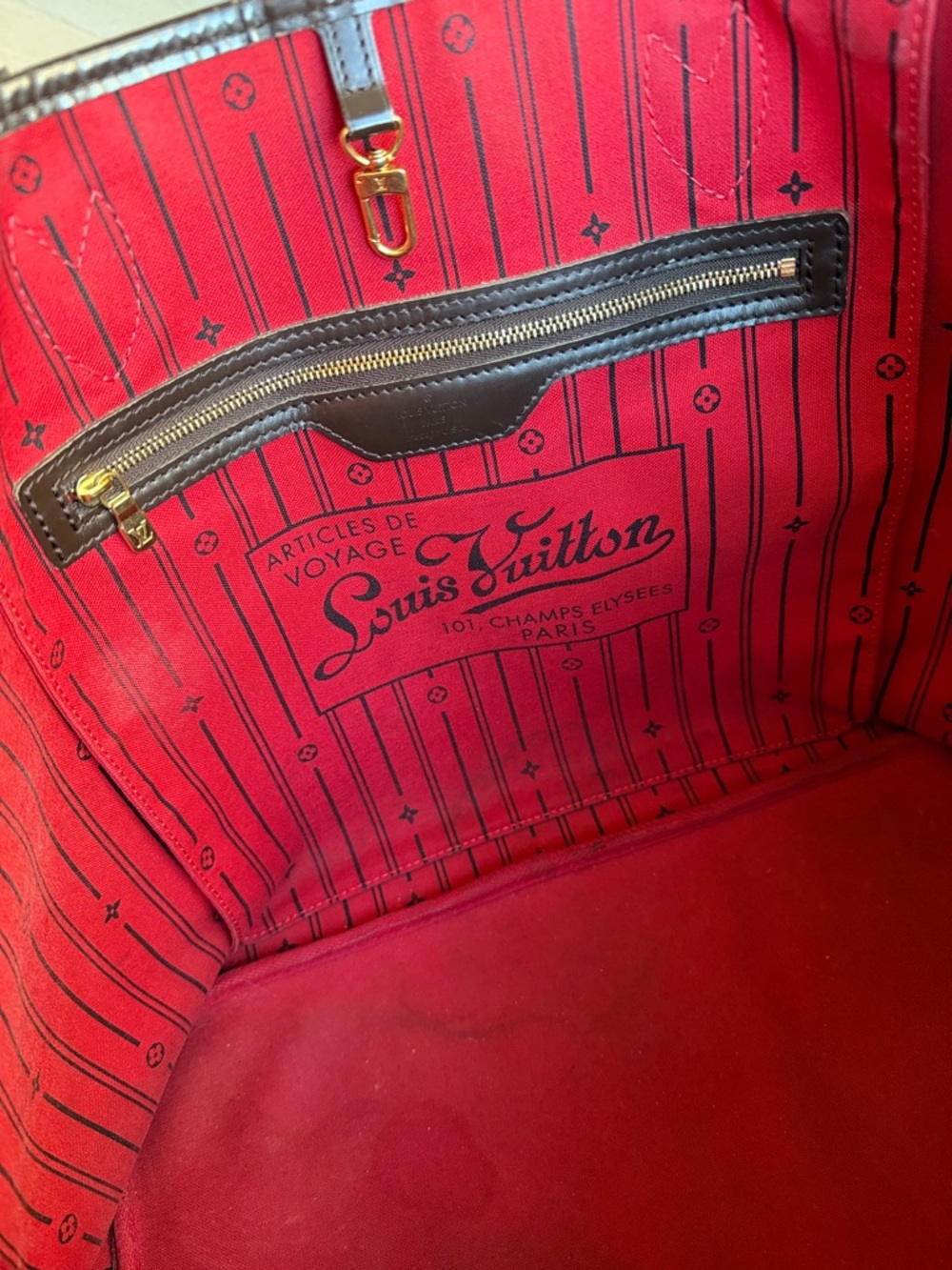 Louis Vuitton Neverfull GM Tote Damier Ebene Canvas Preowned Authentic Bag Purse - Picture 15 of 17